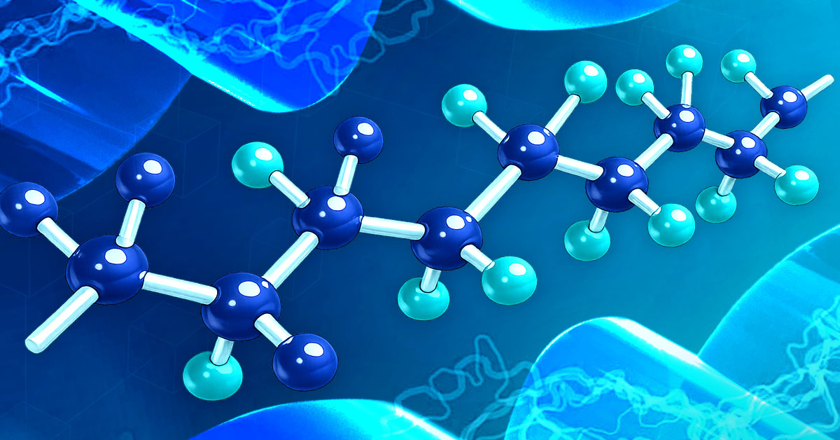 Concept rendering of polytetrafluoroethylene (PTFE) amidst electric currents. 