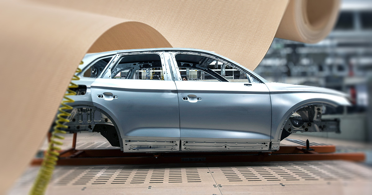 Car being manufactured