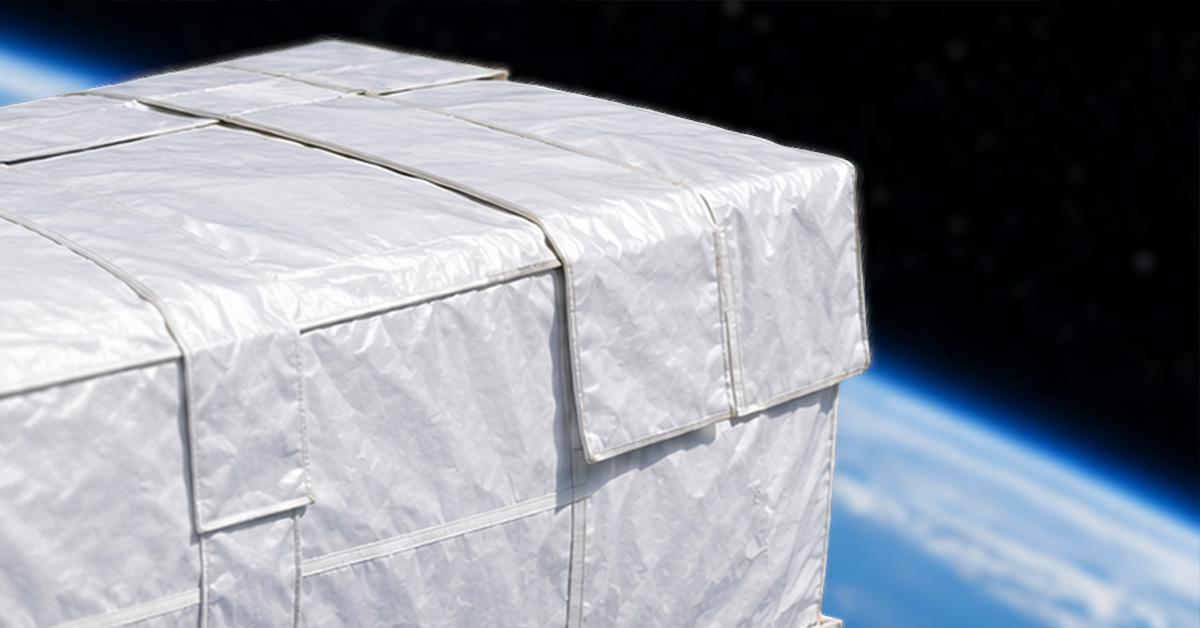 Digital rendering of spacecraft module on low Earth orbit