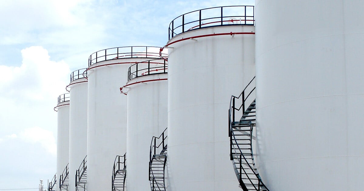 Photo of chemical storage tanks.