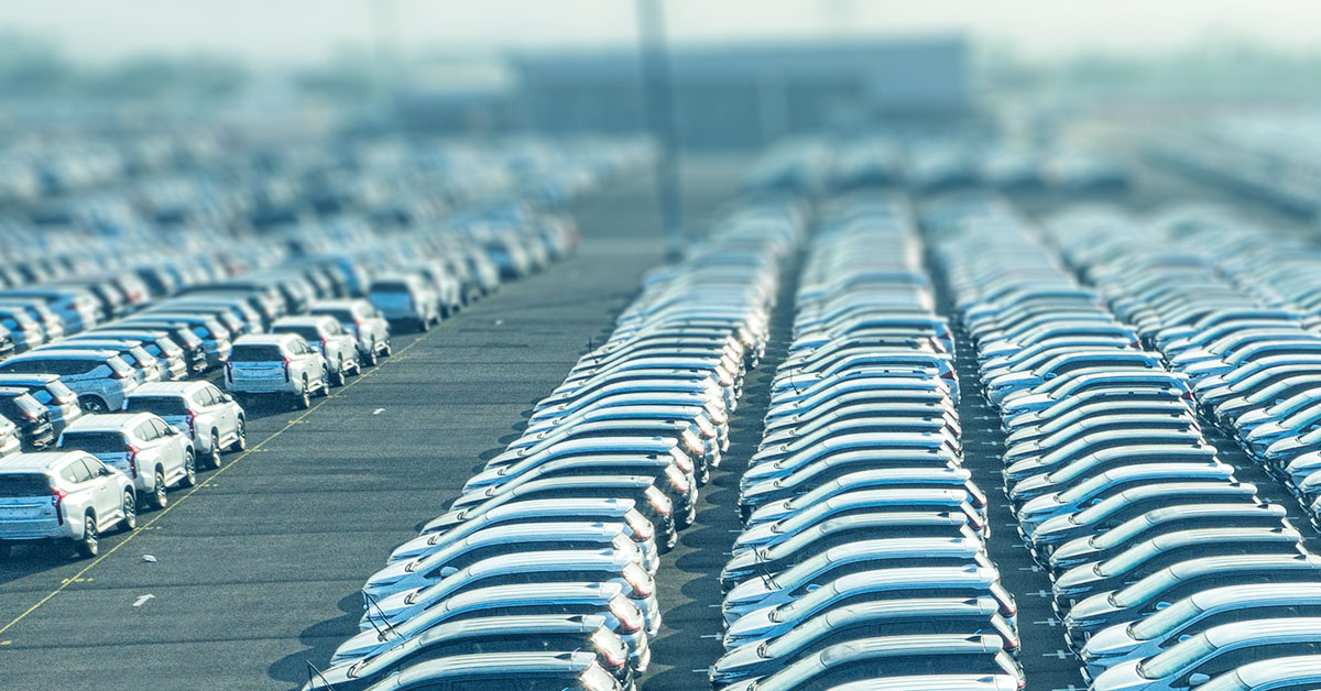 Parking lot of car manufacturer