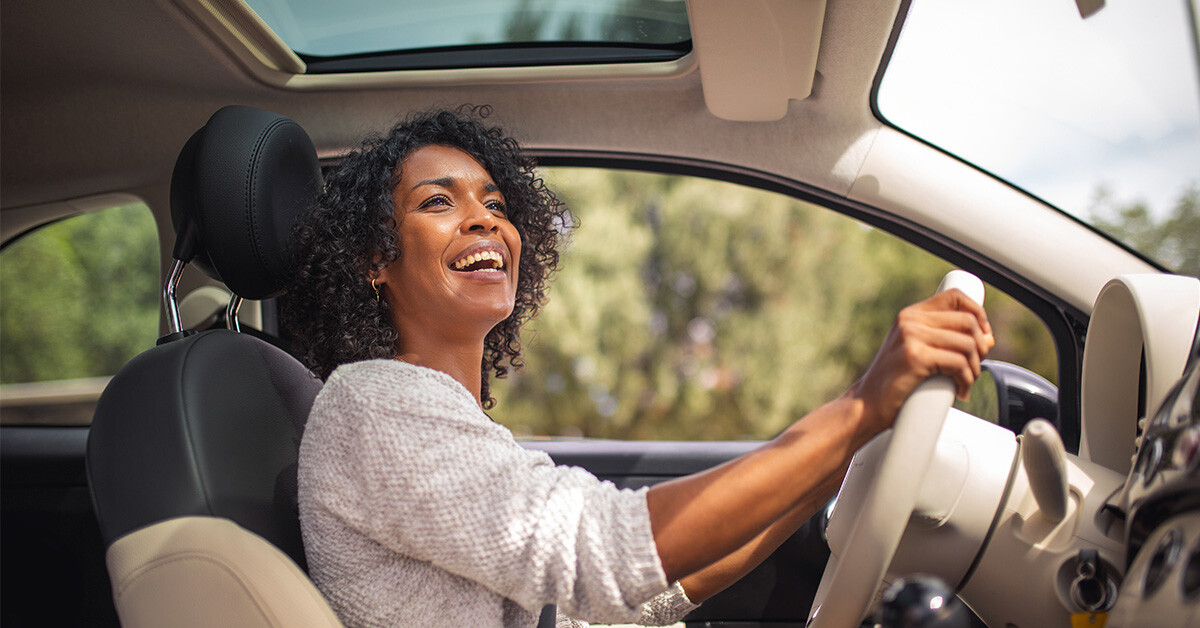 Woman driving car