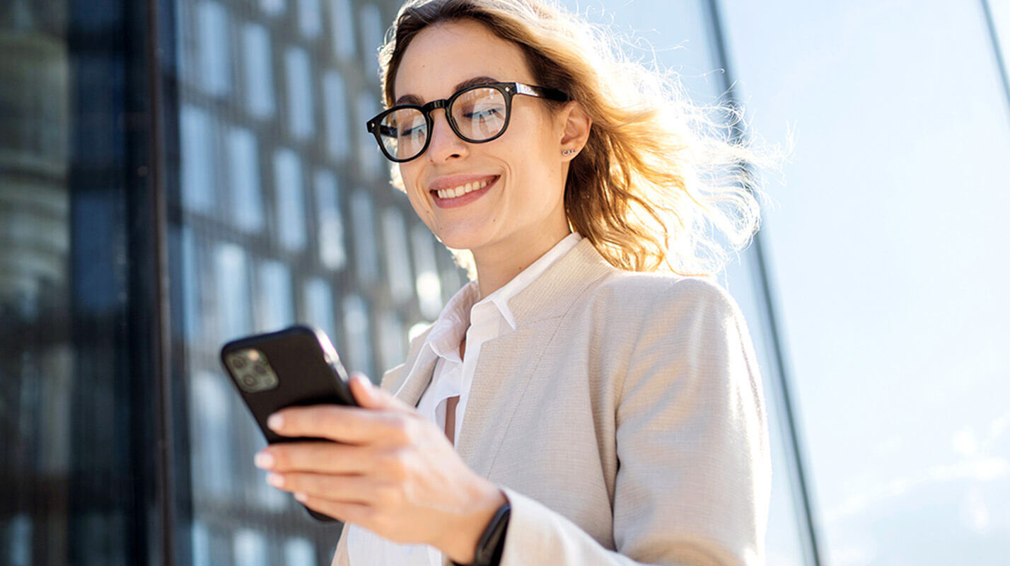 Woman looking at her smartphone